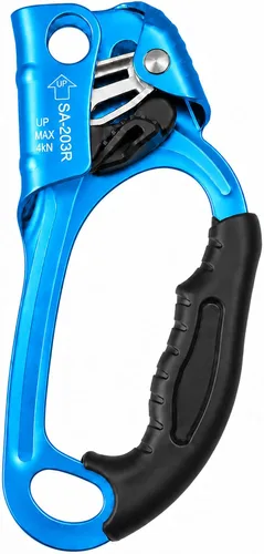 Vista 9 de Ascensor de mano CE, equipo de engranaje de rapel de 308.6 lbs con mango de goma ergonómico para arbolista de árboles de escalada en roca Doble