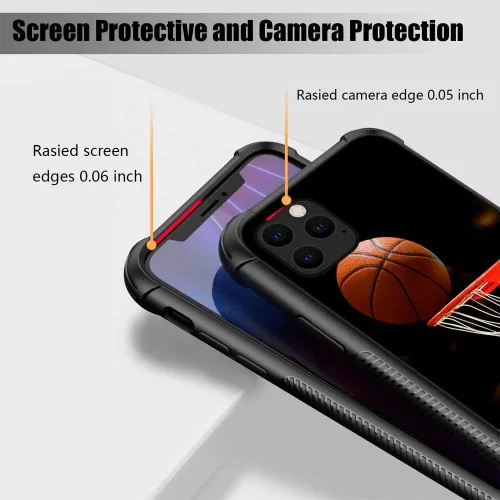 Vista 5 de Funda compatible con iPhone 11 Pro Max, plexiglás con patrón de aro de baloncesto para niños y hombres, funda antiarañazos a prueba de golpes