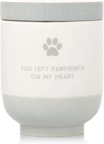 Vista 6 de Pearhead Pet Ceramic Forever in Our Hearts Urna conmemorativa para mascotas, urna de recuerdo de perro o gato, puente arcoíris, dorado