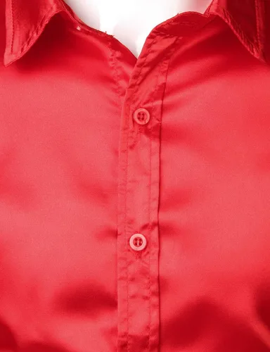 Vista 3 de ZEROYAA Camisas de vestir con botones de satén de seda brillante de lujo para hombre