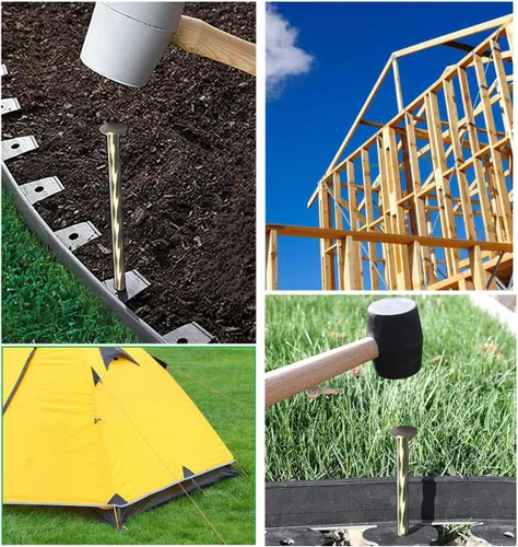 Vista 6 de Estacas de camping para tienda, paquete de 9 estacas de 8 pulgadas galvanizado de metal antioxidante, apiles/anclajes de paisaje en espiral