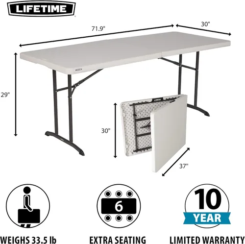 Vista 9 de Lifetime 80382 - Mesa plegable comercial (5.9 ft), color almendra