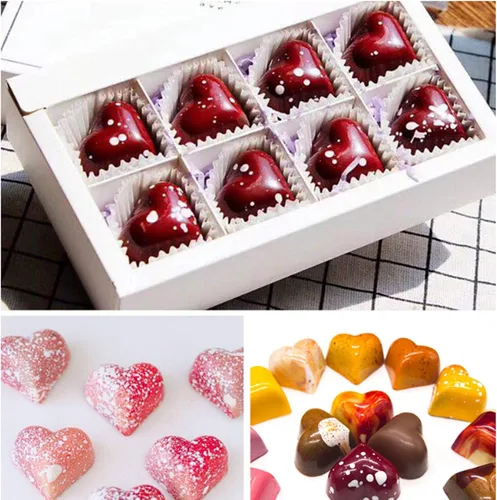 Vista 8 de Molde de policarbonato para chocolate, molde para bricolaje, 21 mini forma de corazón, plástico transparente, hecho a mano, molde para hacer