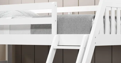 Vista 4 de Donco Kids Austin Mission Twin sobre litera blanca completa