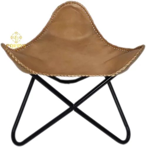 Vista 15 de Pie plegable de mariposa de cuero Acento de salón, camping, caminar, caza, senderismo, pesca, viajes (beige)