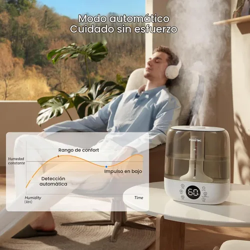 Vista 5 de Provirtec 6L Self-Cleaning Humidifier for Large Room, Warm & Cool Mist No-Leak Design, Easy Clean, Top Fill, 60H Runtime, Quiet Ultrasonic, Auto