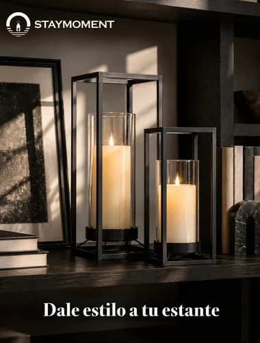 Vista 6 de Juego de 2 candelabros decorativos para interiores y exteriores Negro