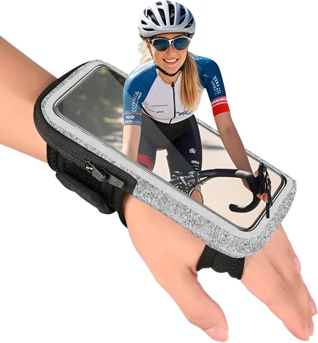 Vista 8 de Soporte de teléfono de muñeca para correr, brazaletes de antebrazo, brazalete para correr con ranura para tarjeta para iPhone Pro Max Plus