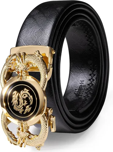 Vista 34 de Barry.Wang Cinturón de trinquete de cuero para hombre 1 3/8" hebilla A Oro Verde