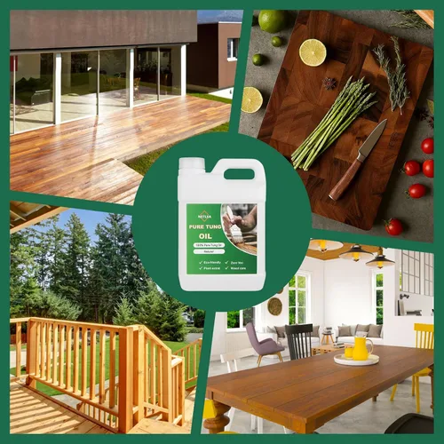 Vista 6 de Aceite Tung 100% puro de 68 onzas para acabado de madera, aceite de madera natural para muebles, suelos y madera al aire libre, acabado de aceite
