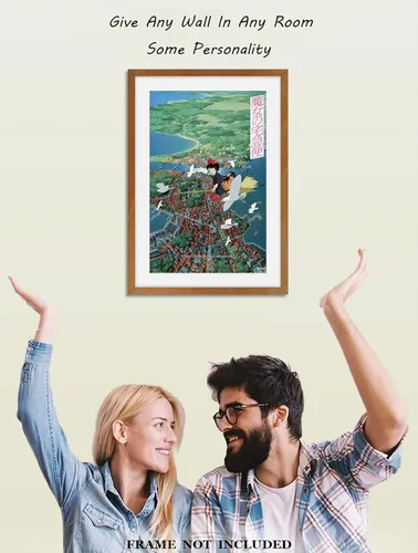 Vista 9 de ChristjEZa Póster de anime de Hayao Miyazaki 'Kiki's Delivery Service de dibujos animados, decoración de pared, póster para estética de habitación