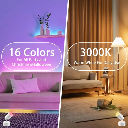 Vista 3 de Foco LED multiusos moderno para escritorio o montaje en pared, luz LED portátil con interruptor de encendido/apagado, bombilla GU10 cable blanco