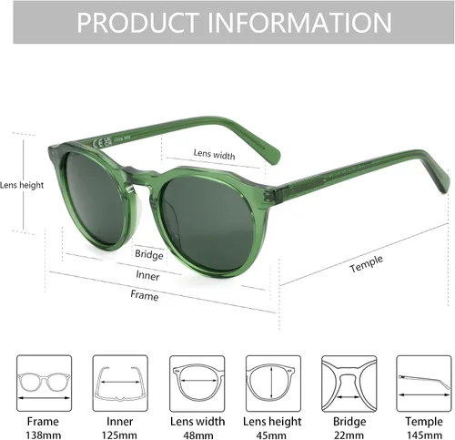 Vista 22 de ZENOTTIC Gafas de sol polarizadas redondas vintage para hombres y mujeres con protección UV400