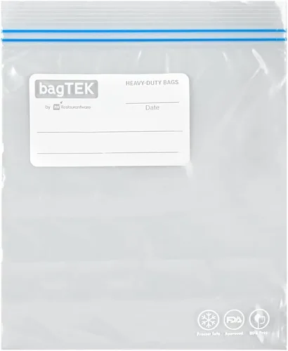 Vista 11 de Restaurantware Bag Tek - Bolsas con cremallera para congelador de 1 cuarto de galón, 25 bolsas desechables con cremallera, bolsas de plástico