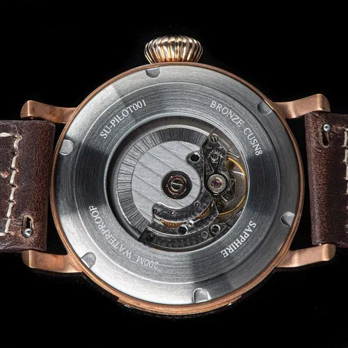Vista 6 de Sugess Pilot Bronze - Reloj de pulsera luminoso para hombre Seagull ST2130 Movimiento BGW9