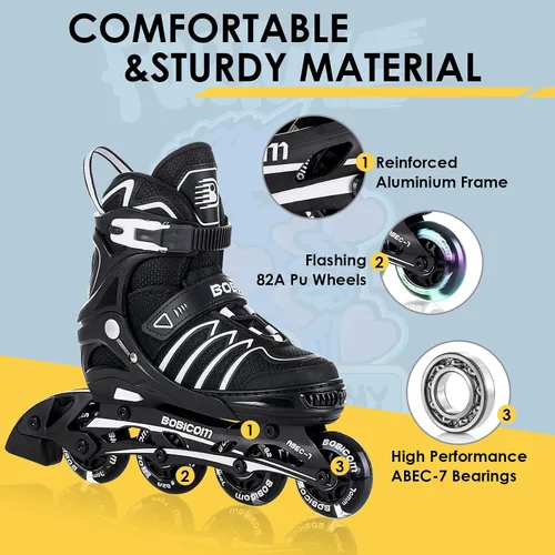 Vista 4 de Patines en línea ajustables con ruedas de luz completa, patines iluminadores al aire libre para niños y adultos, niñas y niños, hombres y mujeres