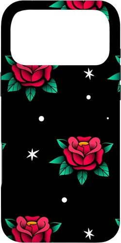 Vista 21 de Roses Fifties Black Red Rockabilly Pinup Rose Retro Fashion Case for iPhone 17