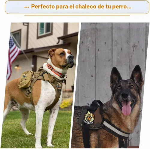 Vista 4 de XMJY Parche de Perro This is Fine, 1 Pieza Parches Bordados con Meme Divertido, Parche Táctico Militar de Ánimo con Respaldo de Cierre de Gancho