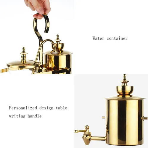 Vista 3 de ASSICON Cafetera de aluminio con sifón de equilibrio familiar de lujo, cafetera con sifón en frío, cafetera con diseño elegante estilo retro