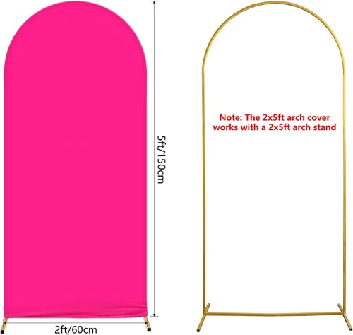 Vista 3 de AIBIIN Fondo de pared con arco rosa intenso de 2 x 5 pies, cubierta superior redonda, ajuste de 2 caras, para despedida de soltera, día de San Rosa