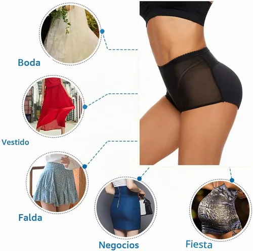 Vista 6 de NINGMI Bragas de control acolchadas con levantamiento de glúteos para mujer, ropa interior para mejorar la cadera 1-negro9306