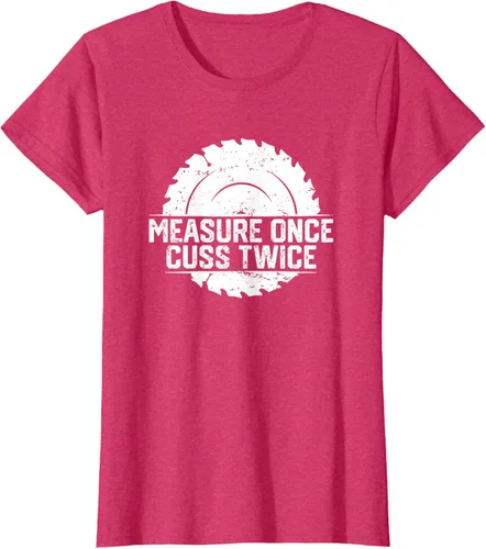 Vista 10 de Measure Once Cuss Twice, divertida camiseta de regalo para carpintería, Negro, S
