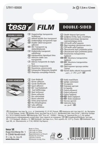 Vista 2 de tesa Cinta de doble cara de película británica 7.5mx12mm, transparente