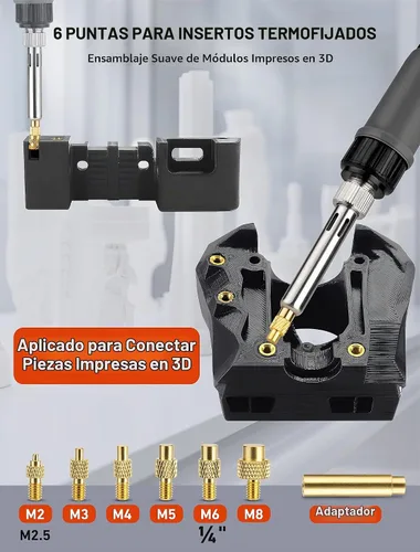 Vista 6 de Kit de herramienta de alisado para impresora 3D 21 en 1, kit de soldadura digital LCD de 80 W con temperatura ajustable y soldador con insertos