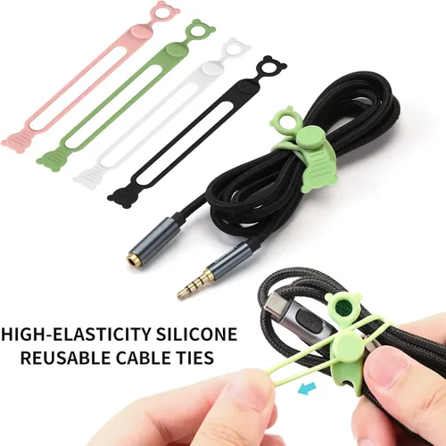 Vista 6 de IFNOW Organizador de cables de gel de sílice reutilizable, organizador de cables elásticos multiusos para agrupar y sujetar cables de cables, 16