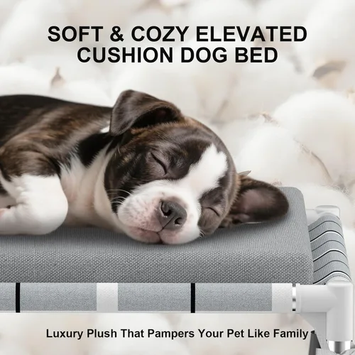 Vista 3 de Cama Elevada para Perros al Aire Libre - Cama Refrescante Elevada para Perros de Exterior con Cojín, Cama Hamaca para Perro con Marco de Acero