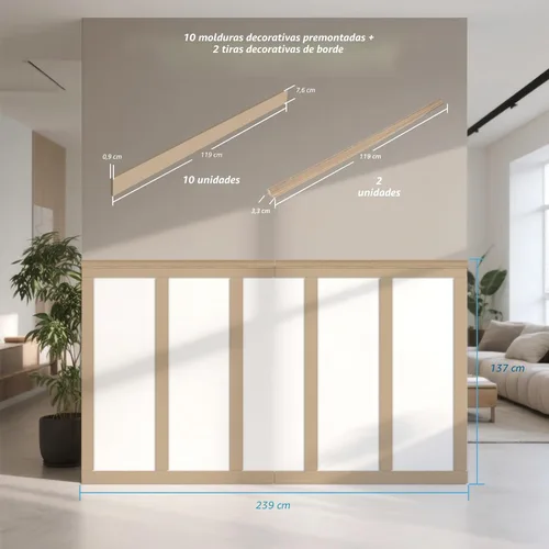 Vista 6 de Art3d Kit de Revestimiento de Tablero y Listón Prefabricado Pintable, Panel de Pared de Acento de MDF para Cocina Dormitorio Sala de Estar