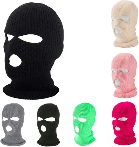 Vista 3 de Mascarilla pasamontañas de 3 agujeros para clima frío, máscara térmica de esquí invernal y ciclismo MK3 para hombres y mujeres, talla única , V-999