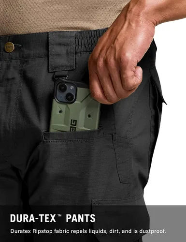 Vista 4 de CQR Pantalones tácticos para hombre, resistentes al agua, pantalones cargo Ripstop, ligeros EDC trabajo, senderismo, ropa para exteriores