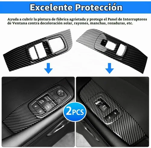 Vista 5 de Karltys Cubierta de panel de interruptor de ventana para Dodge Challenger 2015-2023, accesorios de fibra de carbono, interruptor de control