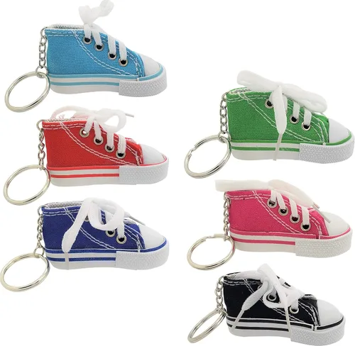 Vista 7 de Miniatura Zapatilla Zapatilla Llaveros (3") 6 Colores Rosa, Azul Claro, Verde, Rojo, Azul, Negro. Mochilas, Llaveros