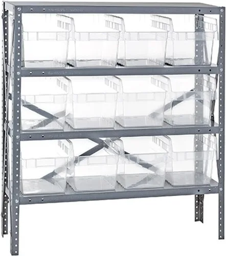 Vista 465 de Quantum QSBU-245BK Heavy Duty Shelving Unit with (7) Shelves and (24) QUS245 Black Bins for Garage Warehouse Storage Distribution 400 lb Load