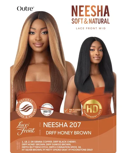 Vista 2 de Outre Peluca sintética suave y natural con encaje frontal - NEESHA 207 (DR SIENNA COPPER)
