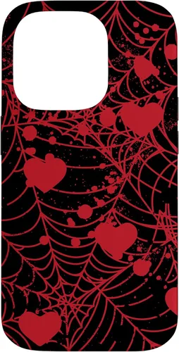 Vista 17 de Spiderweb Valentine's Day Hearts Gothic Goth Black Fairycore Case for iPhone 17