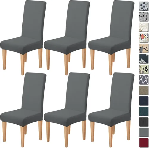 Vista 42 de Dioxide Fundas de Silla de Alto Estirar para Sillas de Comedor, Juego de Fundas de Silla de Comedor Lavables de 4, Fundas de Asiento de Silla