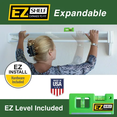 Vista 5 de EZ Shelf - Organizador de armario para caminar, paquete de 5, estantes de armario con barra para colgar (cada uno de 40.5 a 73 pulgadas) - Ampliable