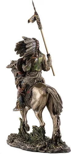 Vista 4 de Top Collection Mandan Indian Chief Statua - Escultura nativa americana en bronce fundido en frío de alta calidad, figura coleccionable de la tribu