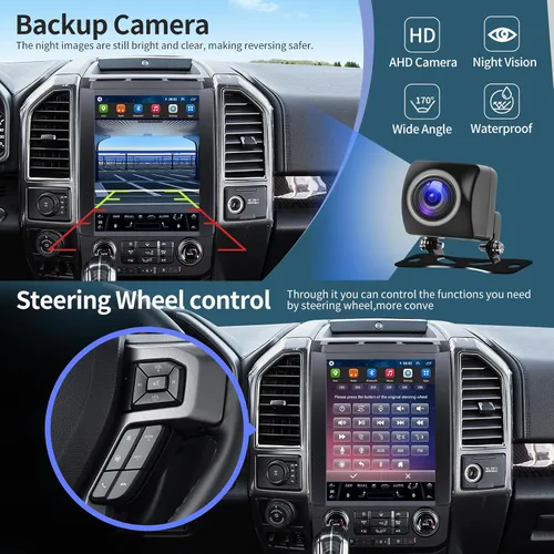Vista 8 de Radio de coche para Ford F150 2015-2020 Actualización estéreo de 12.1 pulgadas Pantalla táctil 6+128GB Tesla Style Unidad Principal Reemplazo