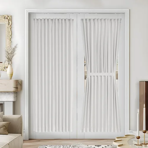 Vista 93 de Vatge Cortinas laterales autoadhesivas para puertas de cristal, sin taladro, extraíble, panel de filtrado de luz, 1 panel, 12 pulgadas de ancho x 60
