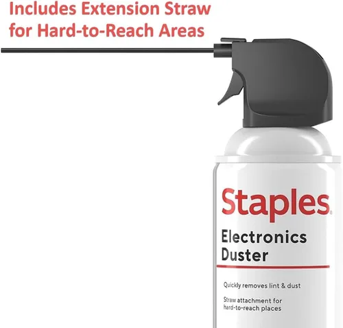 Vista 2 de Staples Plumero de aire comprimido – 10 oz. Lata para electrónica, teclados y dispositivos de oficina
