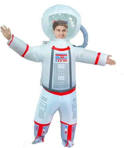 Vista 2 de MXoSUM Disfraz inflable de astronauta para adultos, disfraz divertido de fiesta de Halloween