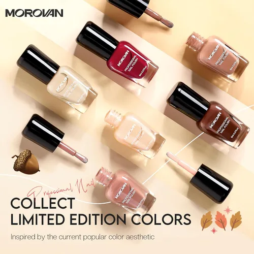 Vista 8 de Morovan Juego de Esmaltes de Uñas Marrones: Kit de Esmalte de Uñas Nude Chocolate Oscuro de Invierno Secado Rápido al Aire Regular Paquete