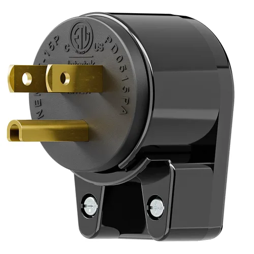 Vista 8 de ETL Verified Nema 5-15P Enchufe de ángulo recto de 90 grados - 15A, 125V, negro, enchufe de CA de ángulo recto de 3 clavijas de EE. UU