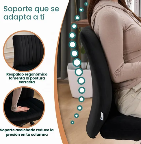 Vista 5 de NYPOT Silla de escritorio cruzada ajustable y sin brazos con ruedas