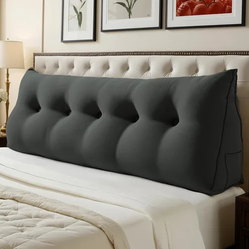 Vista 47 de WOWMAX - Almohada grande triangular con respaldo para cabecera, almohada de posicionamiento para lectura en forma de cuña, con funda extraíble