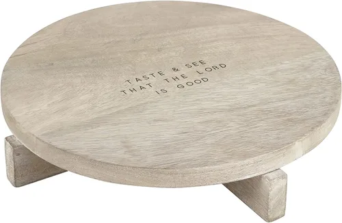 Vista 3 de Creative Brands Faithworks - Tabla redonda de madera de mango para charcutería, 11 pulgadas, Taste and See